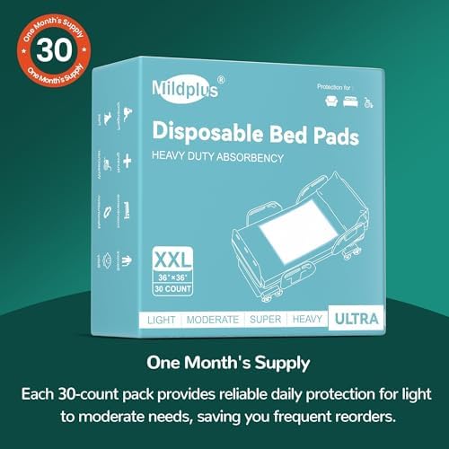 Stack of Mildplus extra large 30 count bed pads