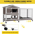 Aivituvin Rabbit Hutch 62" Rabbit Cage Indoor Outdoor Chicken Coop Guinea Pig Cage on Wheels Bunny Cage with 3 Deep No Leakage Pull Out Tray,Waterproof Roof (Brown) - Image 5