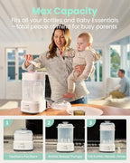Grownsy sterilizer and dryer with various baby pump parts inside