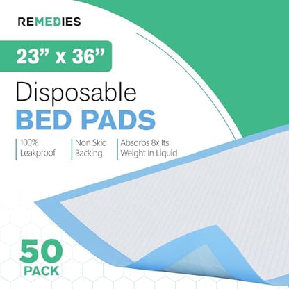 Remedies underpad placed securely on a mattress highlighting the non skid waterproof backing layer
