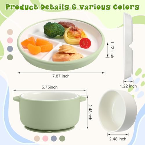 Domensi toddler ceramic plate with blue silicone suction base
