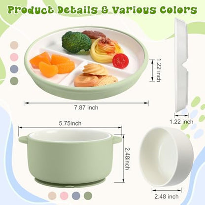 Domensi toddler ceramic plate with blue silicone suction base