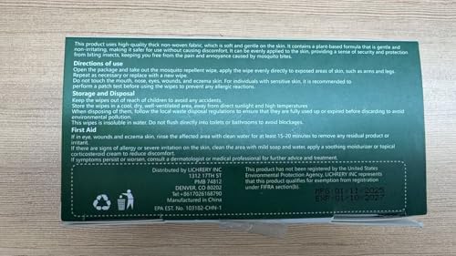 Premium imported USA bug repellent pre moistened wipes close up view