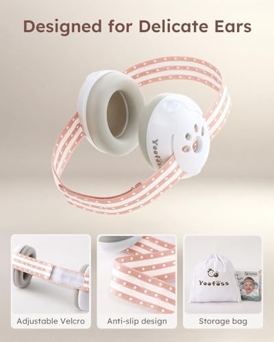 Side profile of baby wearing noise protection earmuffs