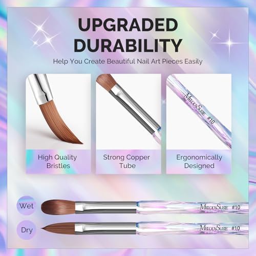 MelodySusie nail art brush set showing size 8, 10, 12, and 14.
