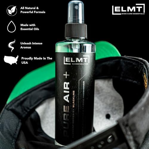 Using Blackline odor eliminator spray inside a pair of athletic sneakers.
