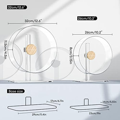 Premium transparent hamster wheel showing the dual ball bearing system
