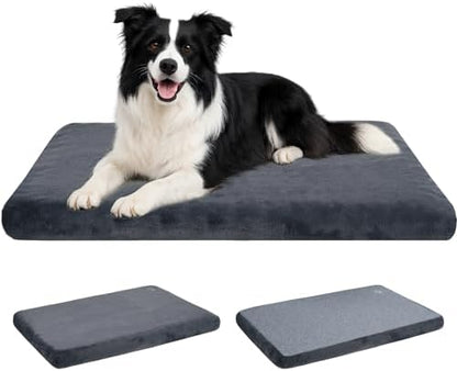 EMPSIGN dog crate pad mattress turned over to display the breathable cooling canvas material.