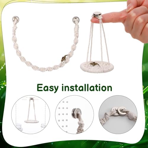 Jumping Spider Enclosure Accessories Kit 5 PCS - Include Cloud Platforms with Magnetic Mounting for Climbing, Feeding and Decorating, Natural Jumping Spider Rope Bridge Swings for Medium Spider Tanks - Image 3