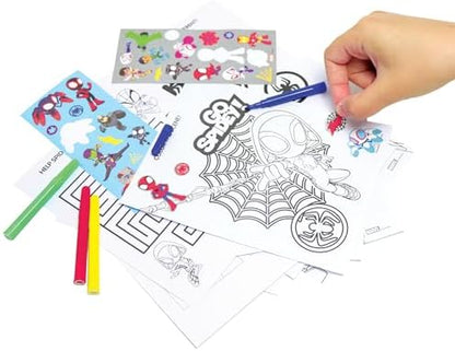 Back packaging view detailing the spot the difference and maze puzzle sheets