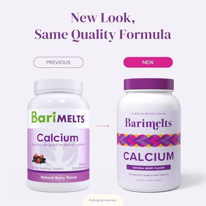 Authentic BariMelts calcium supplement bottle side label