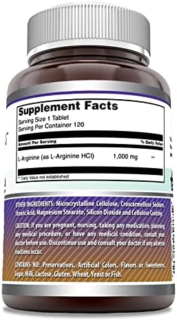 Amazing Nutrition L-Arginine 120 count bottle side profile