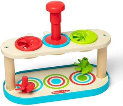 Melissa and Doug Match and Push Spinning Tops three colorful top pieces