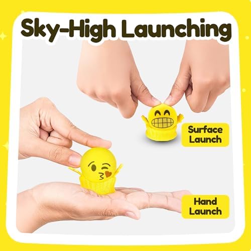 Step by step demonstration of pressing down the spring launcher toy