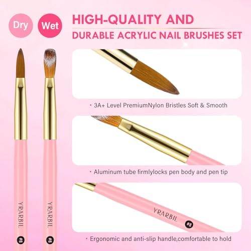 Yrarbil brush set arranged for acrylic nail extension application