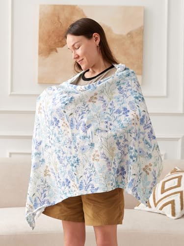 Tillyou breathable muslin cotton feeding cover adjustable strap detail
