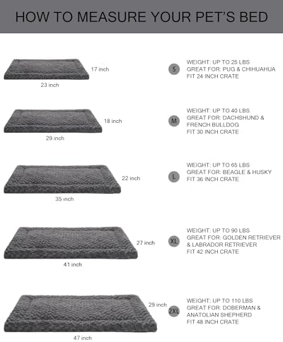 Washable Dog Bed Mat Crate Pad Soft Fluffy Pet Kennel Beds Dog Sleeping Mattress for Large Jumbo Medium Small Dogs, 48 x 30 Inch, Gray - Image 6