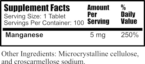 Daily Manufacturing Manganese Chelate 100 tablets nutritional supplement