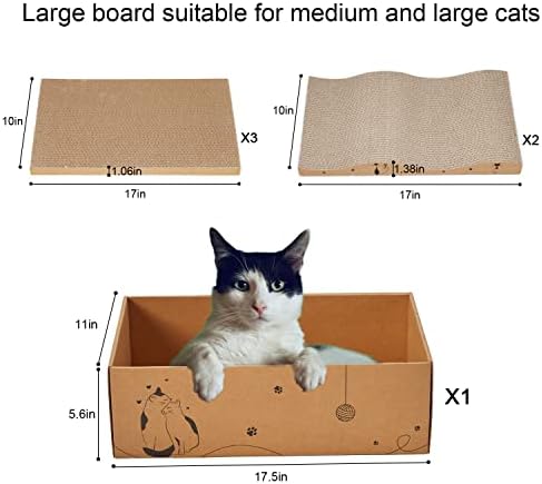 Top view of the double sided wave design on the RUBMEOW pet scratch pad showing its ergonomic contour for feline lounging.