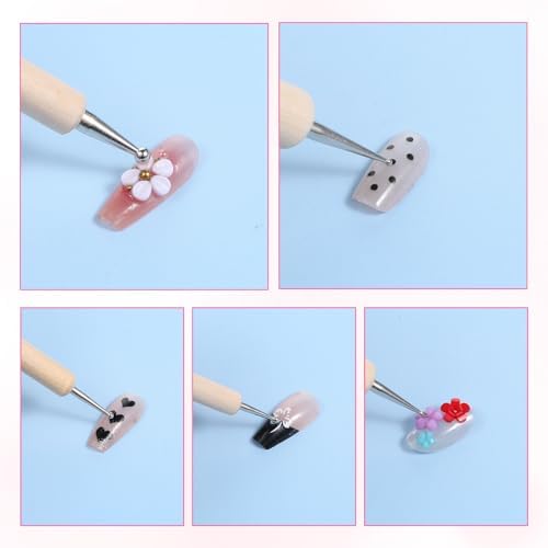 Acrylic and plastic handled nail art dotting instruments