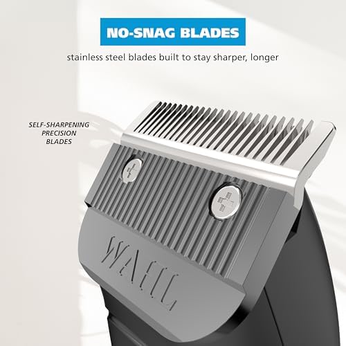 Wahl self-sharpening stainless steel clipper blades close up.