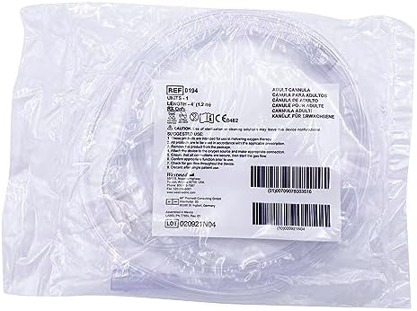 Close-up of Westmed 0194 curved nasal prongs and kink-resistant medical tubing.