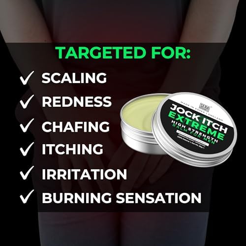 Sera Organics Jock Itch Extreme balm packaging illustrating the natural neem and tamanu ingredients.