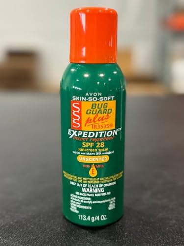 Close up view of the unscented DEET-free mosquito protection formula branding from Avon USA.