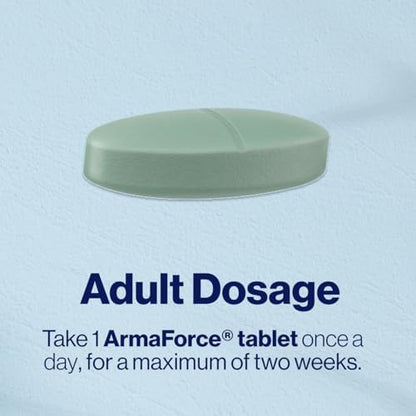 BioCeuticals ArmaForce 120 Tablets flat lay with olive leaf and echinacea graphic elements
