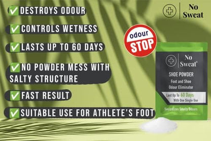 Imported US personal care foot powder for sweat-free comfort.