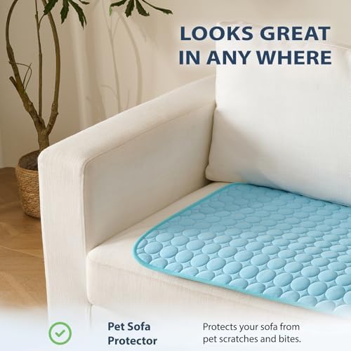 Water absorbent pet cooling mat inside a travel crate for vehicle journeys