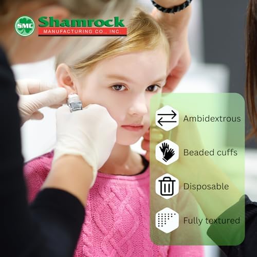 Shamrock powder free disposable gloves being worn for medical examination.