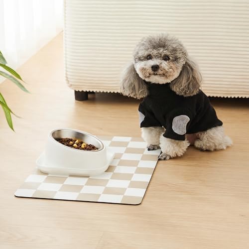 Absorbent vegan leather dog food mat texture