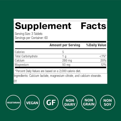 Standard Process Calcium Lactate supplement bottle label details