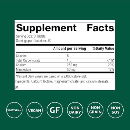 Standard Process Calcium Lactate supplement bottle label details