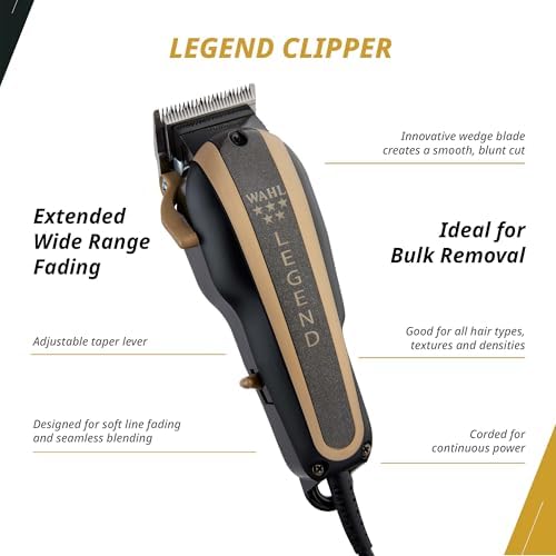 Close up of the Wahl 5-Star Legend Clipper wedge blade and adjustable taper lever