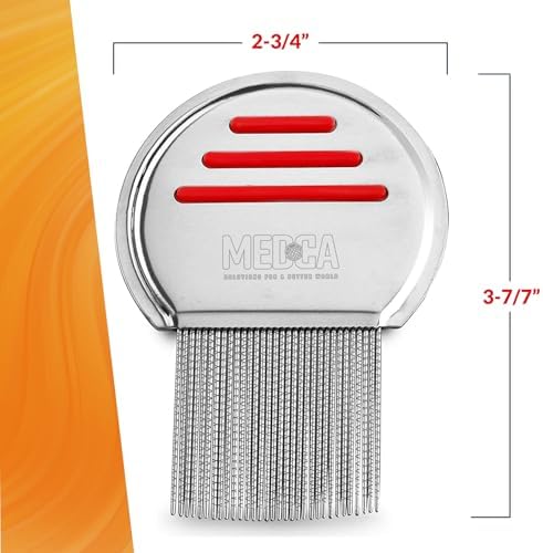 Two stainless steel lice combs showing the root to tip cleaning capability for all hair types.