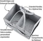 Collapsible grey baby organizer showing divided compartments