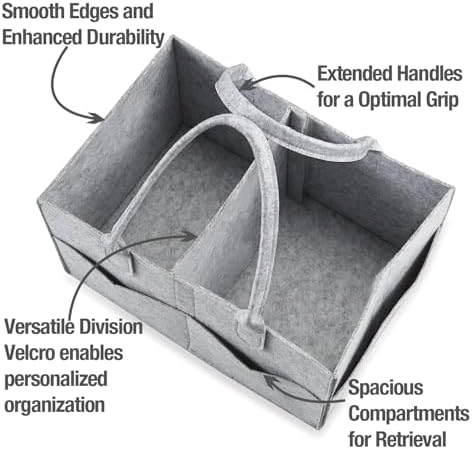 Collapsible grey baby organizer showing divided compartments