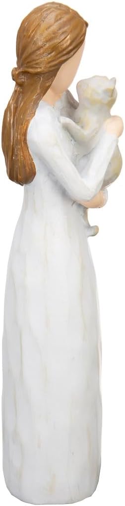 ST.LORIAN premium resin angel figurine holding a feline companion as a thoughtful condolence tribute