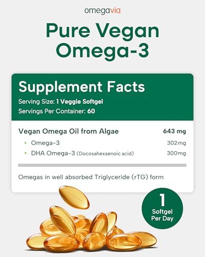 OmegaVia Vegan Omega 3 60 softgels lifestyle product arrangement