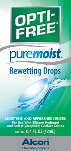 Alcon Opti-Free Puremoist lubricating drops packaging showing USA import details.