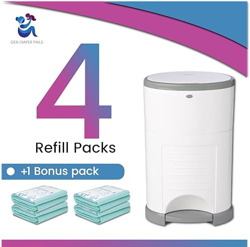 Five pack bundle of extra thick diaper pail refill bags