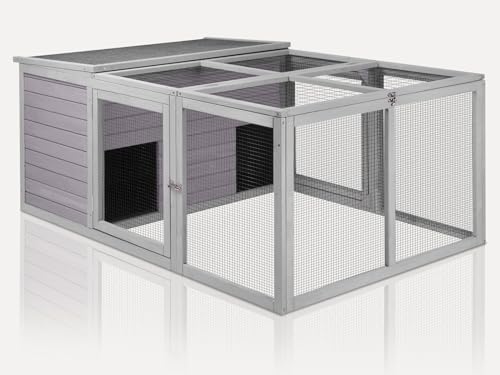 Chicken Coop Large Wooden Rabbit Hutch Indoor Outdoor with 2 Living House ANG PVC Layer for Chicken, Hutch, Ducks - Image 2