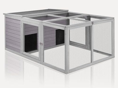 Chicken Coop Large Wooden Rabbit Hutch Indoor Outdoor with 2 Living House ANG PVC Layer for Chicken, Hutch, Ducks - Image 2
