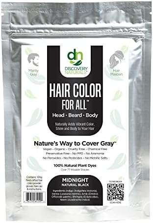 Discovery Naturals herbal hair dye powder packaging