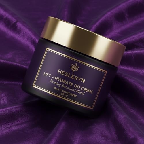 Side angle of Hesleryn botanical blend deep moisture cream jar on a clean presentation surface
