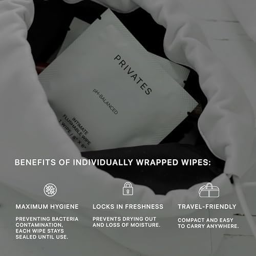 Side view of PRIVATES pH-balanced wipes showing sulfate-free and paraben-free labels