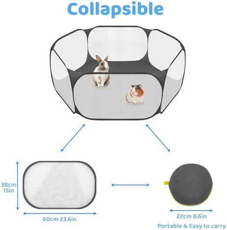 Amakunft Small Animal Playpen, Pop-Up Portable Play Yard for Guinea Pigs, Rabbits, Hamsters, Hedgehogs, Foldable Exercise Fence with Breathable Mesh for Indoor Outdoor Use - Image 4