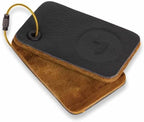 Loon Outdoors Amadou Patch front view showing natural mushroom drying pads and black leather backing.